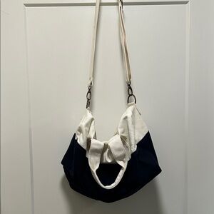 J. Crew Elegant Navy and White Shoulder Bag